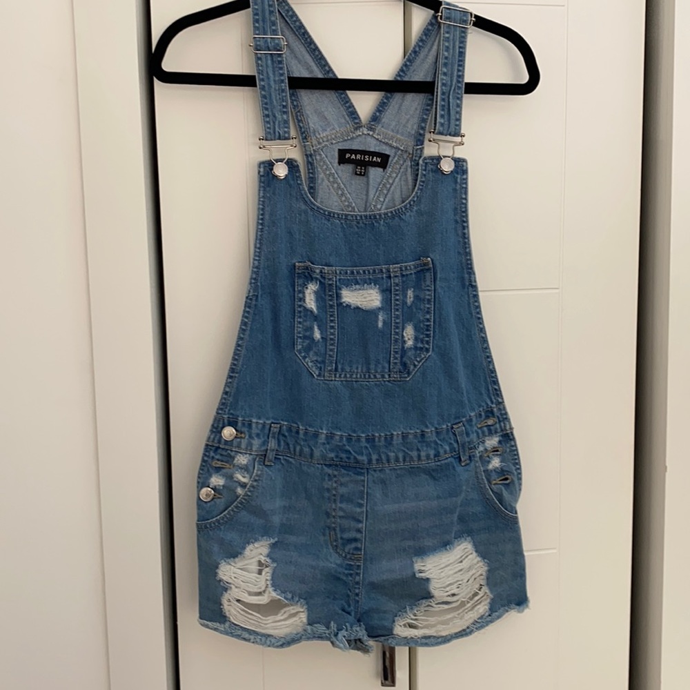 French denim shorts overalls